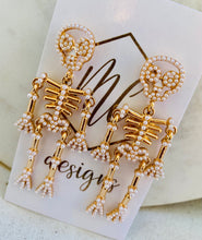 Pearl Beaded Skeleton Earrings Halloween