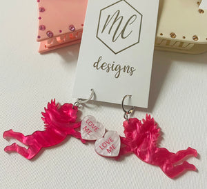 Acrylic Cupid Love Me Earrings Valentine