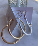 Thick Open Satin Gold or Silver Hoops 60 mm