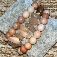 Peach Stone Bead Bracelet Set