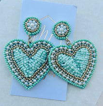 Beaded Heart Earrings Valentine's Day