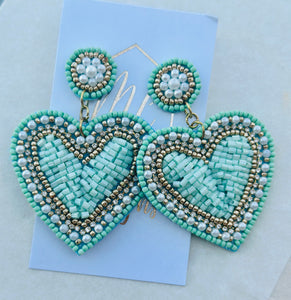 Beaded Heart Earrings Valentine's Day