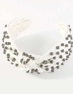 Leather Wide Knot Pearl Headbands