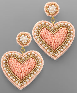 Beaded Heart Earrings Valentine's Day