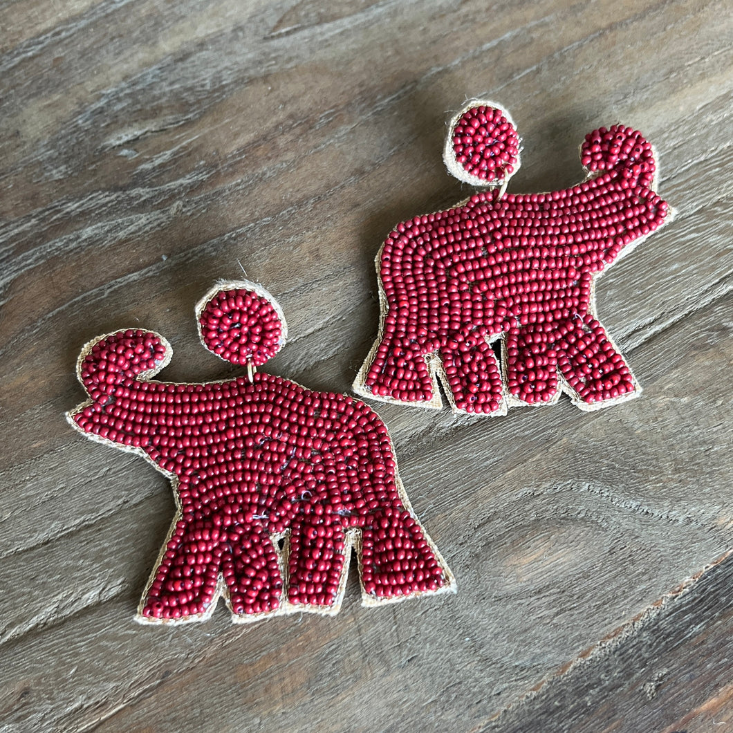 Elephant Seed Bead Earrings