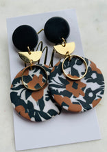 Black and Brown Clay Floral Earrings