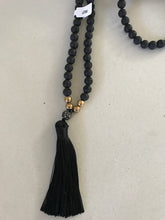 Black Lava, Howlite Tassel Necklace