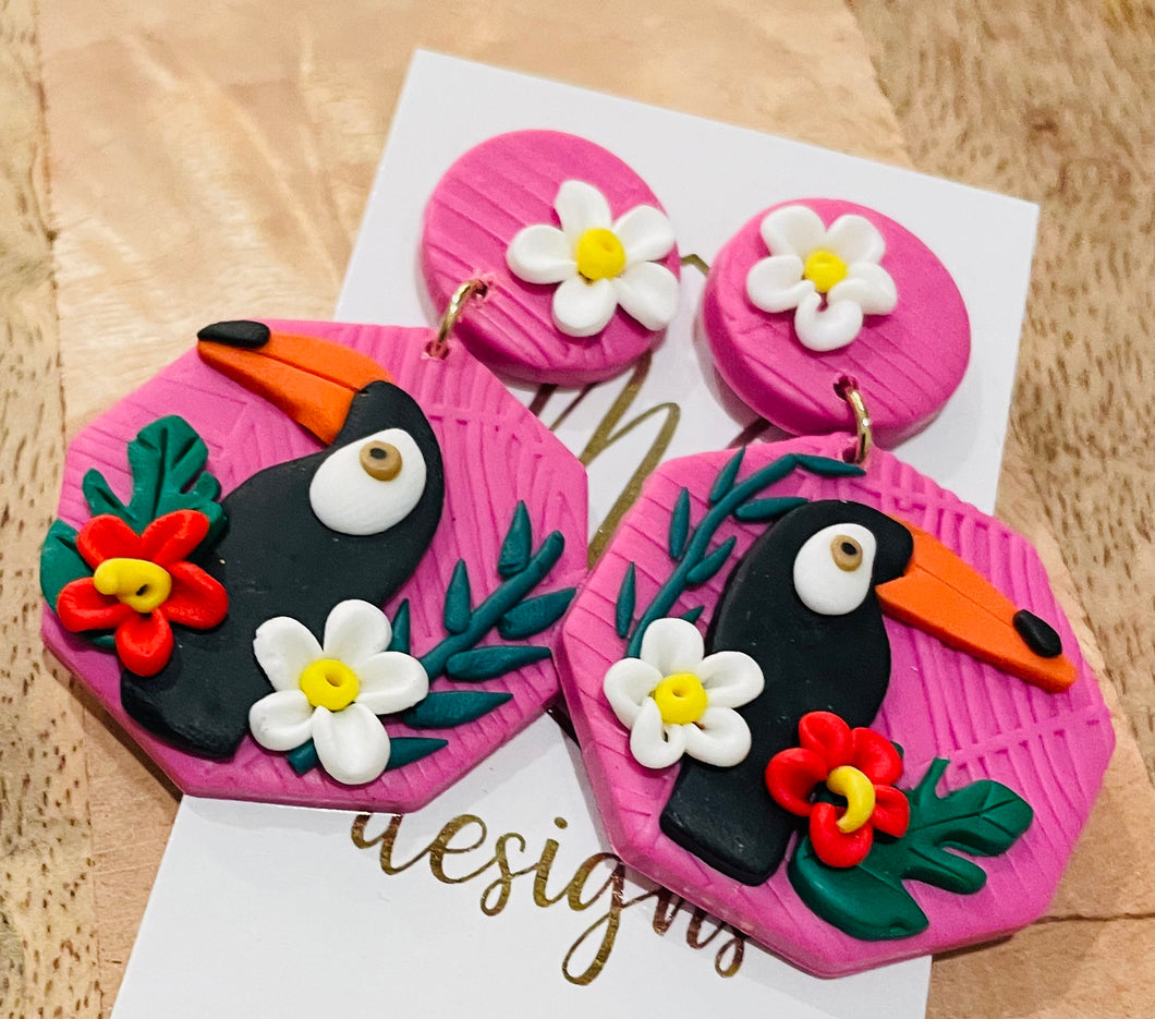 Colorful toucan earrings