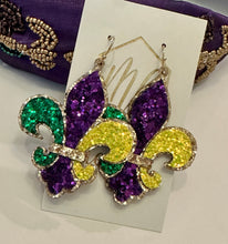 Beaded Mardi Gras Statement Earrings