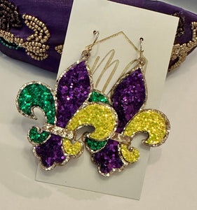 Beaded Mardi Gras Statement Earrings