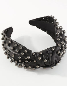 Leather Wide Knot Pearl Headbands