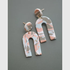 Multi Color U Shape Clay Earrings