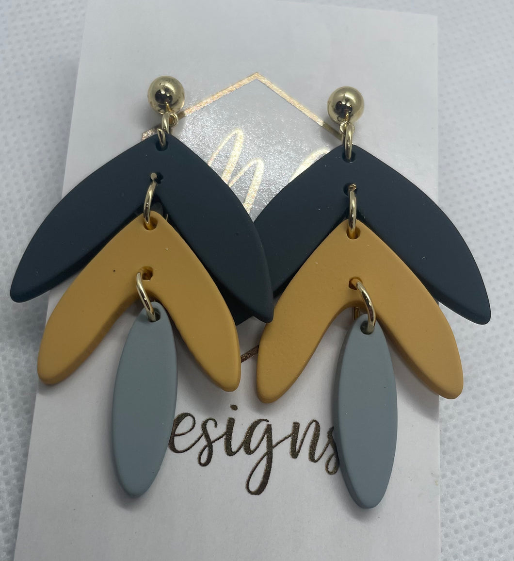 Multicolor Leaf Clay Earrings