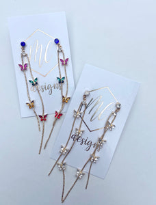 Butterfly Crystal Drop Earring-RW