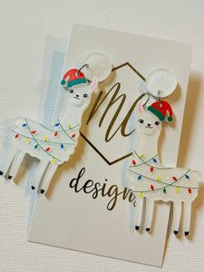 Llama Christmas Earrings