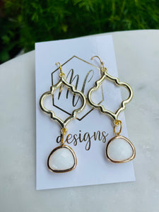 Colorful jeweled hoop dangle earrings