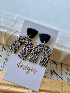 Black and Tan Clay Earrings