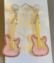 Rhinestone Guitar Earrings
