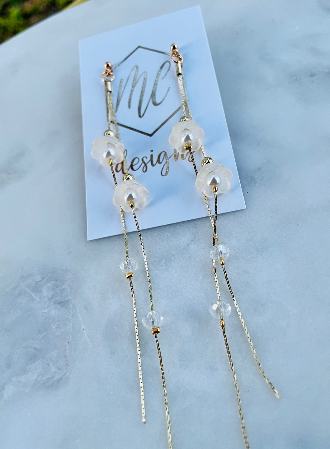 Statement Danity Tulip Pearl Flower Earrings
