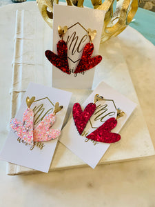 Glitter Double Heart Earrings