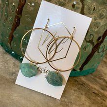 Gold Circle Stone Pendant drop earrings