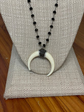 Black and silver rosary chain with crescent long necklace