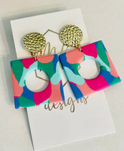 Colorful clay square earrings