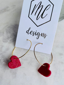 Small clay valentine thin gold hoops