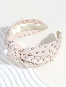 Leather Wide Knot Pearl Headbands