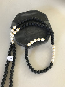 Black Lava, Howlite Tassel Necklace