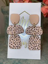 Tiered Silkscreen Coral Tan and Black Earrings