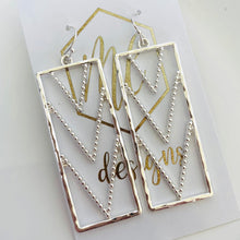 Rectangle Chevron Earrings gold and silver