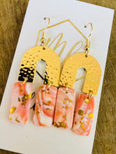 Peach and gold clay polymer earring collection