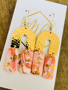 Peach and gold clay polymer earring collection