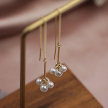 Cluster pearl drop earrings