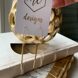 Gold Dangle Semicircle Bar Earrings