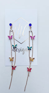 Butterfly Crystal Drop Earring-RW