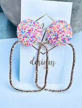 Statement Glitter Rectangular Textured Gold Earrings