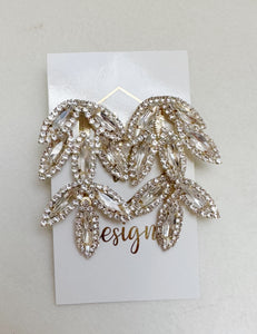 Jeweled Rhinestoned Leaf Earrings