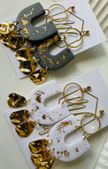 U Shaped Clay Earrings with Gold Accents