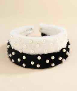 Fuzzy Pearl Flat Headband