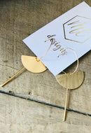 Gold Dangle Semicircle Bar Earrings