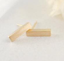 Brushed Gold or Silver Bar Stud Earrings