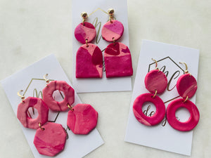 Pink and Red clay polymer earrings