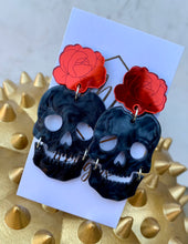 Rose and Skull Halloween Earrings