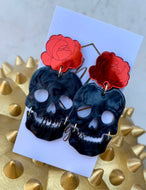 Rose and Skull Halloween Earrings