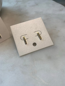 Brushed Gold or Silver Bar Stud Earrings