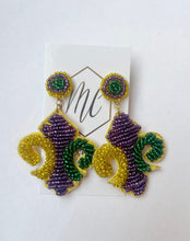 Beaded Mardi Gras Statement Earrings