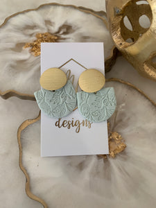 Light Green Clay Imprinted Earrings