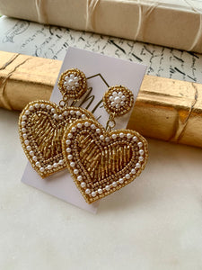 Beaded Heart Earrings Valentine's Day